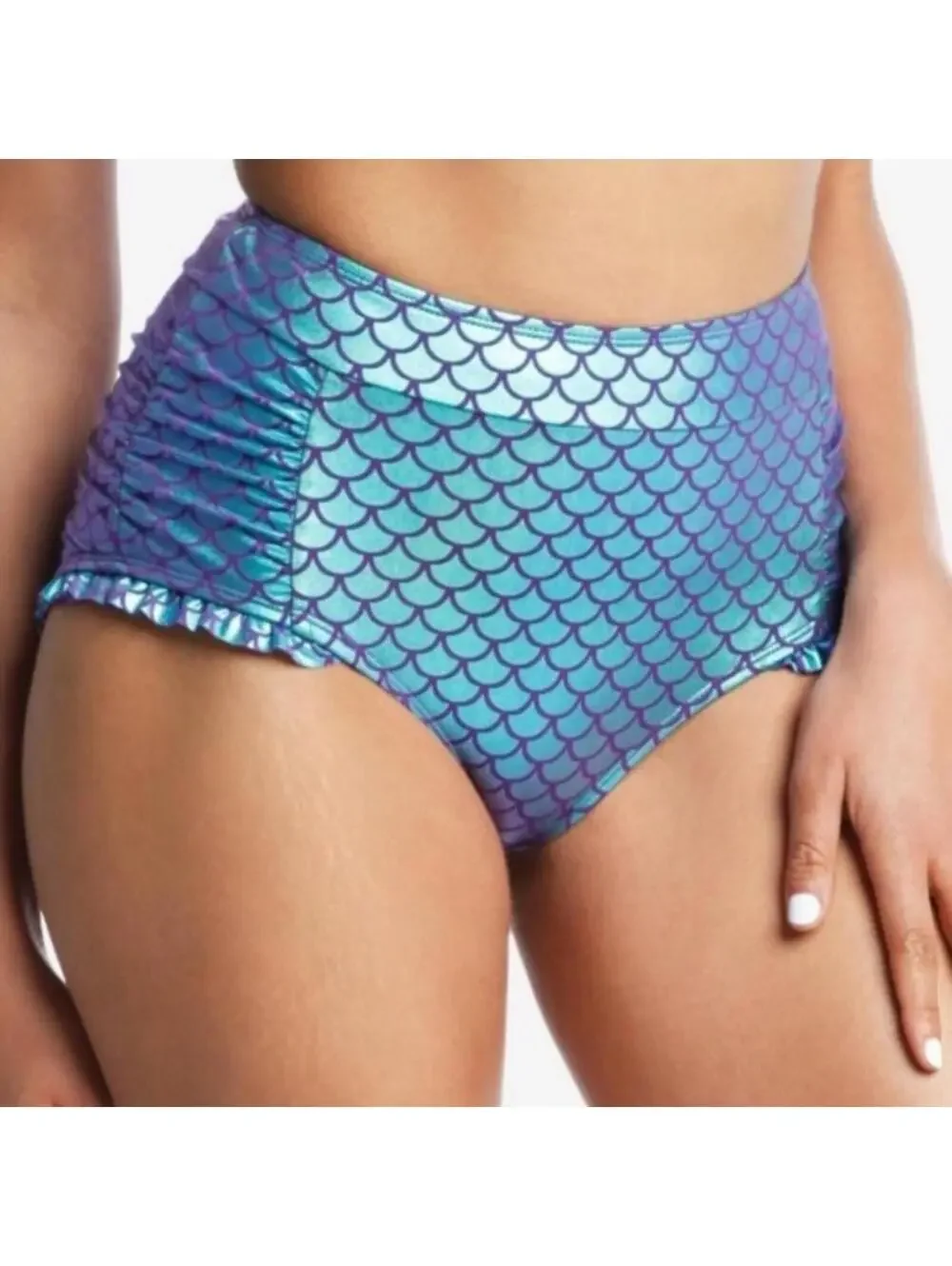 Disney The Little Mermaid Scale High-Waisted Swim Bottoms Hot Topic XS